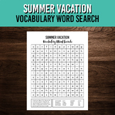 Summer Vocabulary Word Search Puzzle | Printable End of Ye