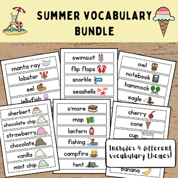 Preview of Summer Vocabulary Word Wall Bundle/Camping/Beach/Ocean/Ice Cream