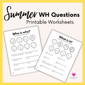 Preview of Summer Vocabulary Worksheets: Answering WH Questions for Speech Therapy