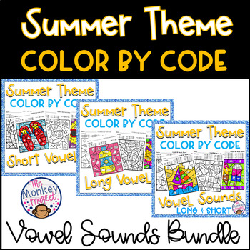 Preview of Summer Phonics Color by Code Worksheets