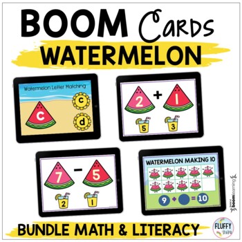 Preview of Summer Watermelon Boom Cards BUNDLE for Preschool and Kindergarten