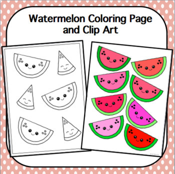 Preview of Summer Watermelon Coloring Page and Clip Art