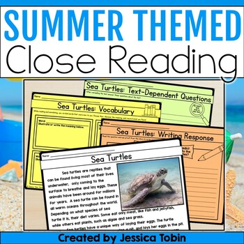 Preview of Summer Reading Comprehension - Summer Close Reading Passages Nonfiction