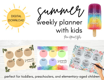 Preview of Summer Weekly Planner with 100+ Activity Ideas