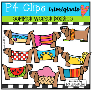 Summer Weiner Doggies P4 Clips Trioriginals Summer Clipart Tpt