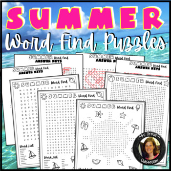 Preview of Summer Word Find Word Search Puzzles