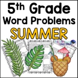 Summer Word Problems Math Practice 5th Grade Common Core