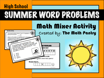 Preview of Summer Word Problems - Math Mixer Activity - High School