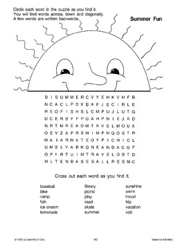 summer word puzzles by evan moor educational publishers tpt