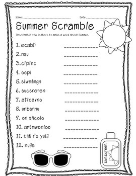 summer word scramble by the elementary mama teachers pay teachers