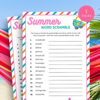 Preview of Summer Word Scramble, End of Year Activities, Summer Word Puzzles, Summer Games