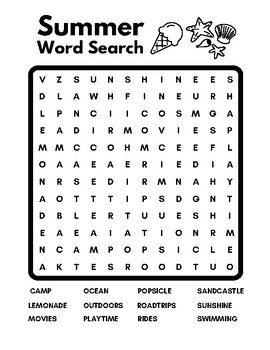 Summer Word Search by Teaching With Terri | TPT