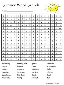 Summer Word Search by Empowered By THEM | Teachers Pay Teachers