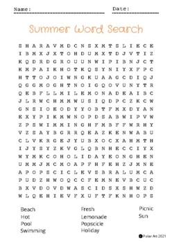 Summer Word Search by Polar Art | TPT