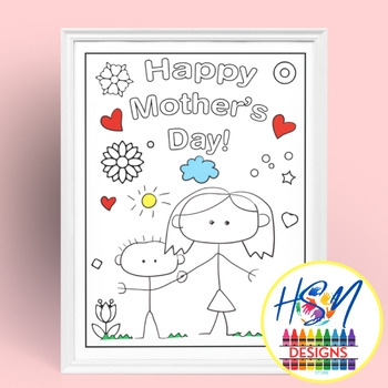 Preview of Mothers Day Coloring Page Poster Card  Gift for Mom, to Color FREE