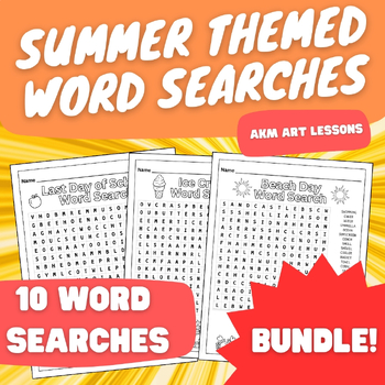 Preview of Summer Word Search Bundle - Last Day - Ocean - Ice Cream - Beach - June/July