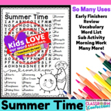 Summer Word Search : Early Finishers : Morning Work : Substitute