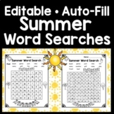 Summer Word Search -Editable Auto-Fill! {3 Different Sizes!}