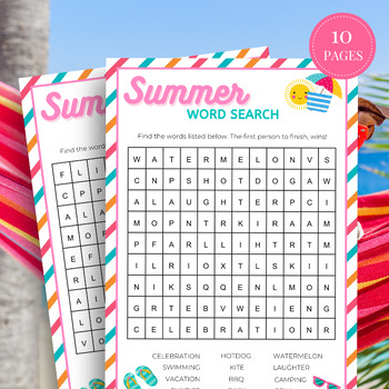 Preview of Summer Word Search, End of Year Activities, Summer Word Puzzles