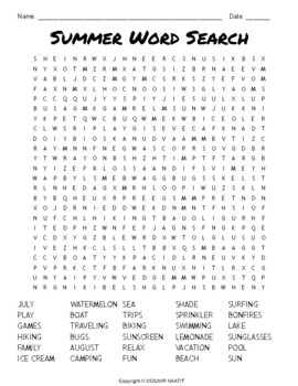 Summer Word Search - End of the Year Word Search by Digital School Of Life
