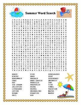 summer word search teaching resources teachers pay teachers