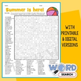 Hard Summer Word Search Puzzle Middle School Fun Activity 