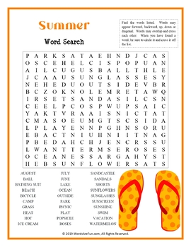 summer word search puzzle by words are fun teachers pay teachers