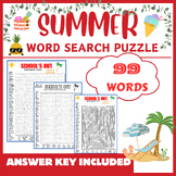 Summer Word Search Puzzle, GIANT School's Out word search; ELA