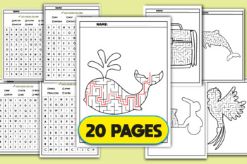 Preview of Summer Word Search Puzzle | Mazes for Kids Airplane, dolphin, bird, book Vol. 12