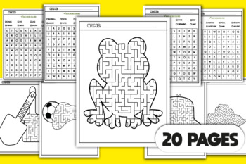 Preview of Summer Word Search Puzzle | Mazes for Kids Frog, Yacht, Xiphias, Worm Vol 10