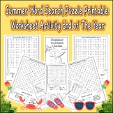 Summer Word Search Puzzle Printable Worksheet Activity End