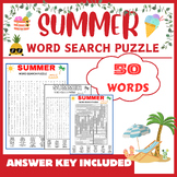 Summer Word Search Puzzle / Summer Vocabulary : ELA. no prep