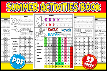 Preview of End of the Year, Summer Word Search Puzzle Worksheets | Alphabet Handwriting A-Z