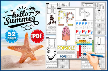 Preview of Summer Word Search Puzzle Worksheets, Alphabet Writing A-Z | Letter Recognition