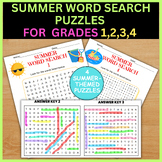Summer Word Search Puzzles for 1st, 2nd, 3rd & 4th Grades|