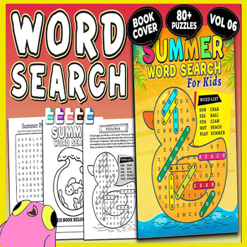 Preview of Summer Word Search Splash! Fun & Educational Activity Book with 105 Puzzles ☀️