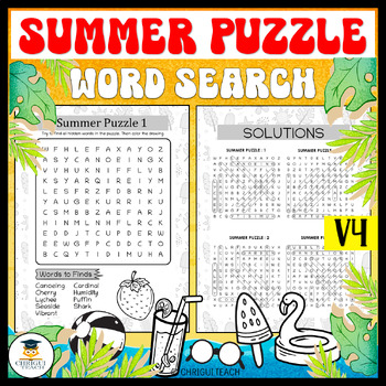 Preview of Summer Word Search With Answer | END OF THE YEAR SUMMER Word Search Activitie V4