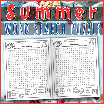 Summer Word Search Worksheet Activities by Printables Oasis | TPT