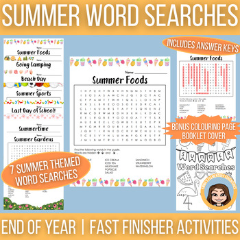 Preview of Summer Word Searches | Low Prep End of Year, Fast Finisher Activities