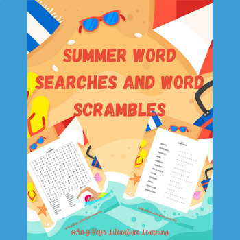 Preview of Summer Word Searches & Scrambles End of Year Word Puzzles Vocabulary Grades 6-12