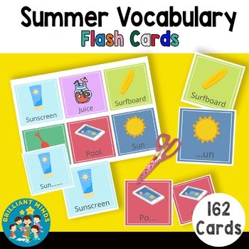 Summer Word Wall-162 Word Cards,Vocabulary Activities for Visual ...