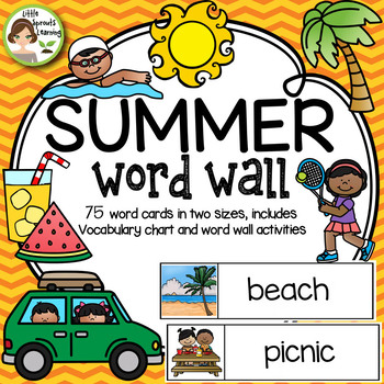 Preview of Summer Word Wall - 75 word cards, vocabulary list, worksheets