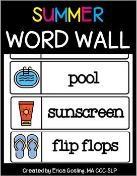 Preview of Summer Word Wall - FREEBIE!