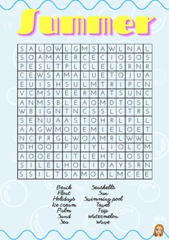 Preview of Summer Word search - Alphabet soup