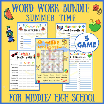 Preview of Summer Word work BUNDLE writing craft morning work middle high school 9th 10th