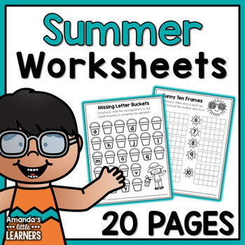 Preview of Summer Worksheets - No Prep Math and Literacy