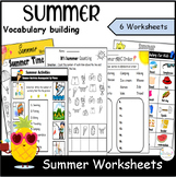 Summer Worksheets Packet | Summer Vocabulary building.
