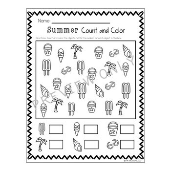 Summer Worksheets for Preschool - Kindergarten by Little Bell Lessons