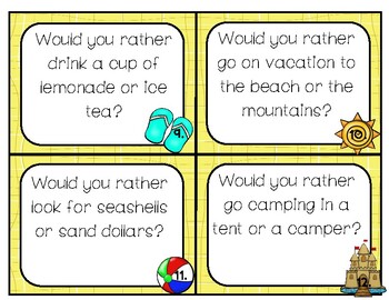 Summer Would You Rather Task Cards by 2crazyteachers | TPT