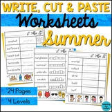 Summer Write Cut and Paste Worksheets | Special Education 